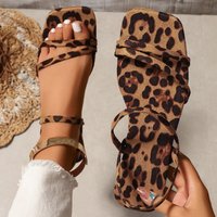 Women Sandals New Summer Fashion Sandals Large Size Sports Flat Casual Comfortable Solid Color Leopard Print Women Shoes