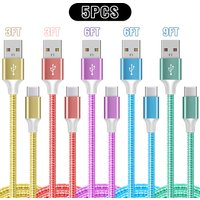 Riksoin USB-C Cable 5-Pack, USB 2.0 to USB-C, High Speed Data & Charging, USB-A to USB-C for iPhone 17/16, Laptop, Type-C Device