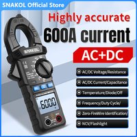 SNAKOL AC DC Current Clamp Meter 600A Digital Ammeter Pliers True RMS Multimeter Professional Electrical Multitester Tool