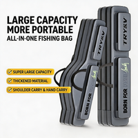 TRUVEX LingTian Waterproof Fishing Rod Bag Large Capacity Big Belly Canvas Tackle Organizer Padded Strap Fishing Gear Bag