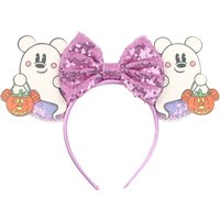 New Chic Disney Mickey Halloween Mouse Ears Headband Sequin 5"Bow Boys Girls Headwear kid Party Cosplay Cartoon Hair Accessories