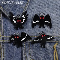 Punk Halloween Mothman Enamel Pin Brooch Lapel Badges Animals Moth Jewelry Gifts Women Girl Anime Custom Black Bird Accessories