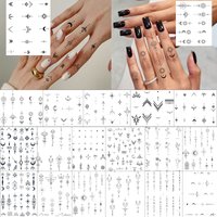 1 Sheet Crescent Flower Chain Temporary Tattoos Women Finger, Fake Tattoo Sticker Waterproof Realistic Last Long Tatoos Body Art