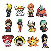 12/15Pcs One Piece Luffy Cartoon Shoe Charms PVC Decor for Clogs Sandals Garden Shoes for Boys Girls Anime Fans Gifts