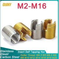 M2 M2,5 M3 M4 M5 M6 M8 M10 M12 M14 M16 Edelstahl/Kohlenstoffstahl Metallgewinde Reparatureinsatz Selbstschneidende Schlitzgewindemutter