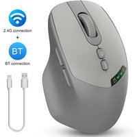 T02 Pro Wireless Mouse with OLED Display, Bluetooth & USB Dual Connectivity, Noiseless Design, Multi-Device Support for PC/Lapto