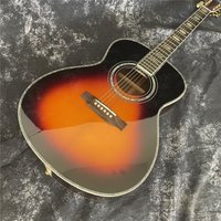 40' Sunburst Acoustic Guitar Solid Spruce OM Type 45 Model Ebony Fingerboard Abalone Inlays