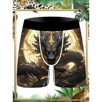 Dragon Pattern Lines Meander Full Print Men's Boxers Fashion Premium Ice Silk Cool and Comfortable Men's Underwear