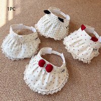 Children's Sun Hat with Large Brim Summer Outdoor Cap Baby Sun Protection Sweet INS Girl's Hat with Lace Edge No Top Sunshade