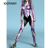 Skull 3D Print Catsuit Woman Front Zipper Jumpsuit Zentai Bodysuit Game Party Costume Female Cosplay Outfit Monos Mujer