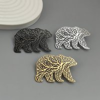 New hollow branch polar bear stainless steel gold-plated brooch, waterproof and non-fading pin, men's suit badge
