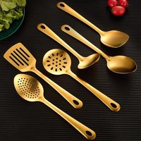Stainless Steel Kitchen Set Cooking Spatula Korean Golden Soup Spoon Colander Hot Pot Spoon Wholesale Household Ideas Utensil