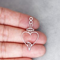 3Pcs/lot Peach Heart Sword DIY Earrings Fashion Stainless Steel Pendant Charm For Jewelry Making Necklace Keychain Accessories