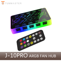 Dual SATA10Port PWM Fan Controller 4-Pin 5V/12V ARGB Fan Hub With Magnetic Attachment & Remote Control Lights For PC
