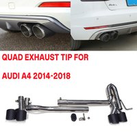 Rear Bumper Exhaust Pipe Tail Throat For Audi A4 2014-2018 Up Dual To Quad Outlet S4 Look Muffler Tip Accessories Tuning