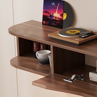 55.1 inch Aeris Floating TV Stand walnut open shelves and storage