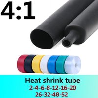 4:1 Heat Shrink Tubing with Adhesive, 1m/2m/5m, 7 Colors, 2mm–52mm, Dual-Wall Thicken, Polyolefin Adhesive Wire and Cable Sleevi