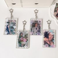 K-pop Fashion Transparent Acrylic Star 3-Inch Photo Card Holder Cute Girl Idol Photo Organizer Card bag Decoration Keychain Gift
