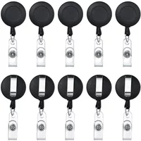 10pcs Retractable Pull Badge Reel Plastic ID Lanyard Name Tag Key Ring Chain Clips Hospital Nurse Badge Holder Credential Holder
