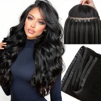 PU Hole Weft Hair Extensions Human Hair Invisable Butterfly Weft Hair Extension With Micro Beads No Sew In Add Volume 12-24Inch