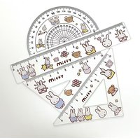 New Miffys Stationery Set Triangle Ruler Protractor Suit Anime Cartoon Mathematical Tools Students Back To School Supplies Gift