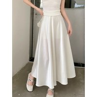 2026 Spring Satin Half-Body Skirt Female New Korean Fashion Temperament Elegant Solid Casual A-line Skirts