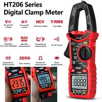 Digital Clamp Meter HT206A HT206B HT206D 600A AC DC Current Two-color Backlight Hz Capacitance NCV Ohm Test Voltmeter Ammeter