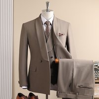 KIDWHXR Man Suit Outfit Solid Color Long Sleeve Blazer Male Turn Down Collar Vest Straight-leg Pant Male Business 3-piece Set