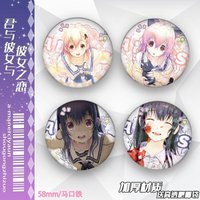 Anime Badge YOU and ME and HER: A Love Story Men Brooch for Women Brooches Kawaii Party Round Japan Cos Ornament Bag Accesorios