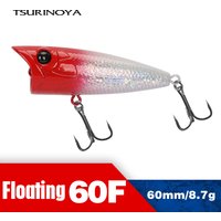 TSURINOYA Popper Fishing Lure 60F Topwater RIPPLE 60mm 8.7g Artificial Hard Bait Pike Bass Surface Model Floating Fishing Tackle