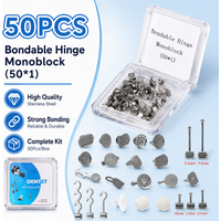 50Pcs Orthodontic Lingual Buttons, Bondable & Crimpable Hooks with Multi-hook Arms for Brackets, Lab Materials