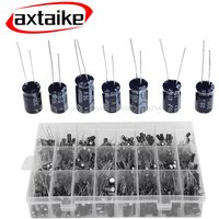 120/200/500pcs Radial Capacitors Set 12 15 24 Values 16V 25V 50V 0.1uF-1000uF Electrolytic Capacitor Assortment Kit Box