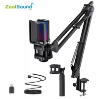 Zealsound RGB-Aufnahmemikrofon mit Gelenkarm/USB-Kondensatormikrofon mit Stativ für Gaming, Podcasting, Streaming, YouTube