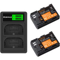 LP-E6 LP-E6N Battery and Dual Slot Charger 2650mAh 7.4V for Canon EOS R7 R6 R5 R 6D II 5D IV 5D III 5DS 80D 90D 7D II