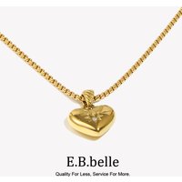 Thick Chain Star Shaped Zircon Heart Pendant Necklace Tarnish Free 18K Gold Plated 316L Stainless Steel