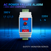 AC Power Failure Alarm 220V/380V 3-Phase Single-Phase Monitor DIN35mm Rail Mount for Industrial Control System