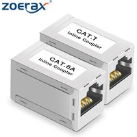 2-Pack Shielded Cat6a RJ45 Inline Couplers, Female to Female Ethernet Coupler, RJ45 Coupler for Cat6/Cat6a/Cat7 Ethernet Cables