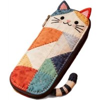 Cartoon Patchwork Pencil Case Cat Large Capacity Stationery Pouch Pen Bag Gift