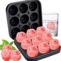 Moules à glaçons en forme de fleur rose 3D, petits plateaux à glaçons, fabricant de grandes boules de glace amusantes, 9 angiCute, 1.3 po, caoutchouc de silicone