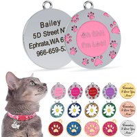 Personalized Dog Cat ID Tag Collar Necklace Accessories Round Custom Engraved Dog ID Tags Pet Supplies For Dog Tag Name Products