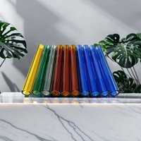 10pcs 4-Inch Reusable Borosilicate Glass Straws Multi-Color Industrial Blowing Tubes for Art Craft Glass Pipes