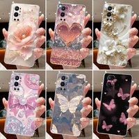 Phone Case For OnePlus 9 Pro 9R 9RT Flower Butterfly Capa One Plus 9R 9RT 9 9Pro Cases Soft Silicone Transparent TPU Jelly Cover