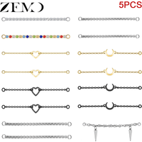 ZEMO 5PCS/LOT Nose Chain Stainless Steel Moon Heart Tassel Dangle Nostril Bridge Piercing Jewellery Accessories 32/35/40/45/50MM