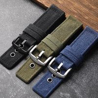 Bracelet de montre en toile épaisse fait à la main, robuste, 20 22 24MM, chaîne de montre souple et étanche, bleu noir vert, bracelet portable pour hommes