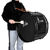 22 Inch Black Marching Drum Metal+Solid Wood Marching Drum Set with Stand Shoulder Strap Wrench Drum Stick Percussion Accessory