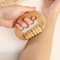 1 Bamboo Manual Gear Rolling Massage Tool, Meridian Brush for Shoulder, Neck, and Waist Relaxation and Health Care Manual Tool
