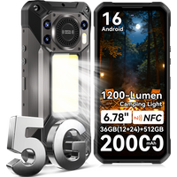 Oukitel WP61 5G Smartfon Odporny 36GB(12+24)+512GB Android 16 Ekran HD+ 6,78'' Latarka Kampingowa 1200 Lumenów 20000mAh 45W 108MP NFC