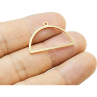 20pcs Half Round Connector, Earring Charms, Tassel Making, Blank Iron Charm, Jewelry Supplies, Gold Tone, 28.5x17.5mm RP286