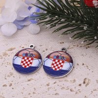 2PCS Croatia Flag Soccer Ball Charms Stainless Steel Pendant for Jewelry Making, Trendy Necklace Earrings DIY Accessories Bulk