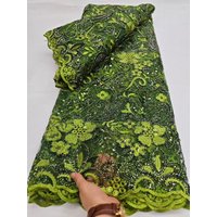 African Sequins Guipure Cord Lace Fabrics 5 Yards White 2026 New Nigerian Water Soluble Lace For Women Dresses Sewing